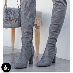 Knee high suede boot